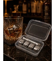 Mey İthalat® Metal Buz Küpleri Seti İçecek Sulandırmayan Çelik Soğutucu Taşlar ve Saklama Kutusu