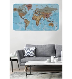 Türkçe Eğitici Ülke Ve Başkent Okyanus Detaylı Atlası  Dünya Haritası Duvar Sticker -60x105-3849