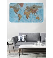 Türkçe Eğitici Ülke Ve Başkent Okyanus Detaylı Atlası  Dünya Haritası Duvar Sticker -60x105-3849