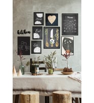 Çerçevesiz Cafe Mutfak Dekoratif Ahşap 9' lu  Mdf Kitchen Yazılı Tablo Seti