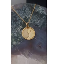 24 Ayar Has Altın Kaplama İşlemeli Yin Yang Gümüş Kolye