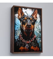 Çerçeveli Doberman Tablosu (Kahverengi)