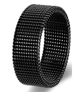 Unisex 8mm Esnek Örgü Hasır Çelik Yüzük sb1sb2 (Siyah)