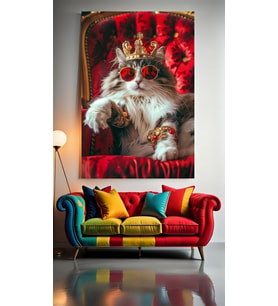 KRAL KEDİ 1 Ev Duvar Salon Güzellik Salonu Ofis Dükkan Dekarasyon Kanvas Tablo (Çok Renkli)