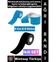 #AğrıBandı Uzun Süre Etki Kas Bacak Kol Boyun Sırt Omuz Karın Kalça Mavi Siyah Ağrı Bandı İkili SET