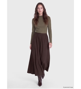 LCW Modest Kahverengi Beli Lastikli Kloş Etek