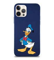 Apple iPhone 12 Pro Soft Premier Kapak Donald Duck-C Tasarımlı Silikon Kılıf - Lacivert (Şeffaf)