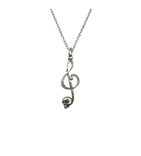 Sol Anahtarı Temalı Müzik Kolyesi – Unisex - Metal Zincir 60 cm (Gümüş)
