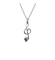 Sol Anahtarı Temalı Müzik Kolyesi – Unisex - Metal Zincir 60 cm (Gümüş)