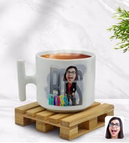 BK Gift Kişiye Özel Kadın Big Boss Karikatürlü T Kulplu Beyaz Middle Kupa Bardak-1