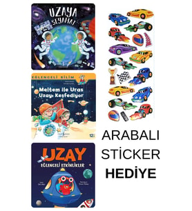 ARABALI STİCKER HEDİYELİ - OKUL ÖNCESİ RESİMLİ KİTAPLAR MASAL - UZAY SERİSİ