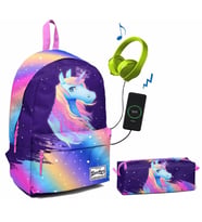 Coral High Renkli Unicorn Okul ve Günlük Çanta Seti