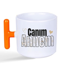 Canım Annem Baskılı Turuncu Kulplu T Kupa