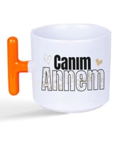 Canım Annem Baskılı Turuncu Kulplu T Kupa
