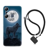 Infınix Hot 20i Kılıf Resimli Boyun Askılı İpli Desenli Silikon Series Moon Wolf 1820