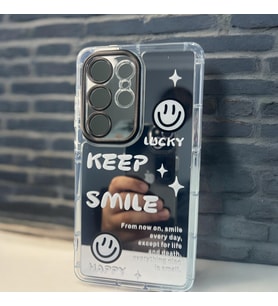 Samsung S24 Ultra 3d Digital Baskılı Aynalı Darbe Emici Tam Koruma Şeffaf Mika Telefon Kılıfı