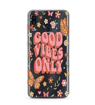 Samsung Galaxy A20/A30 Uyumlu Good Vibes Only Desenli Şeffaf Telefon Kılıfı