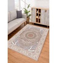 Dijital Kaymaz Taban Yıkanabilir Renkli Salon Halısı Mutfak Halısı Yolluk ND-SD-422 (Bej)