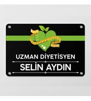 Diyetisyene Özel Siyah Kapı Tabela Büro Ofis Mini Giriş Tabelası