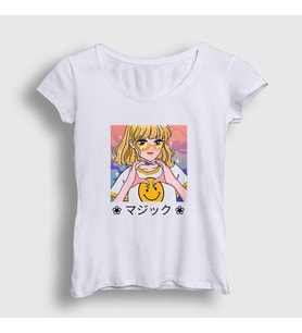 Presmono Kadın Beyaz Cute Girl Anime T-Shirt 348993tt