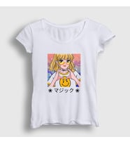 Presmono Kadın Beyaz Cute Girl Anime T-Shirt 348993tt