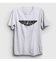 Presmono Unisex Beyaz Logo Maverick Tom Cruise Pilot Film Top Gun T-Shirt 459553tt (Beyaz)