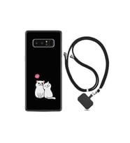 Samsung Galaxy Note 8 Kılıf Silikon Desen Boyun Askılı Love Cats 1690