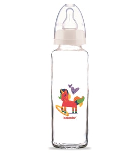 Bebedor Desenli Cam Biberon 250ML (Kod:31302) Seçenekli (Pembe)