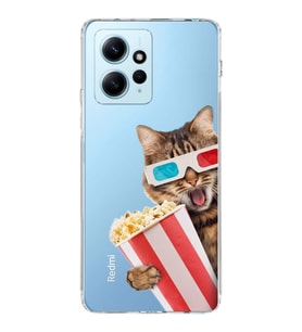 PrintiFy Xiaomi Redmi Note 12 4G ile Uyumlu 1mm Slim Fit Kedi 1 050b Baskılı Şeffaf  Kılıf