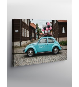 Kanvas Tablo Balonlu Retro Araç