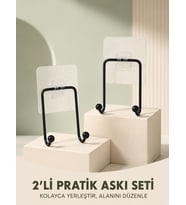İkili Yapışkanlı Askı Seti Duvar Tipi Çok Amaçlı Pratik Askılık 2 Adet