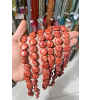Mercan Doğal Taş Parlak Çim Mercan Yassı Daire 16x6mm Dizi