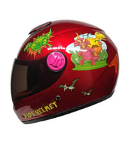 M201VR Dino Red Motosiklet Çocuk Kaskı Full Face Kids Kask