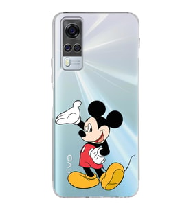 Vivo Y51 Uyumlu Kamera Korumalı Kapak Mickey Mouse Tasarımlı Şeffaf Silikon Kılıf