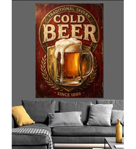 Traditional Cold Beer Bira Reklamı Dekoratif Kanvas - Mdf Ahşap Tablo
