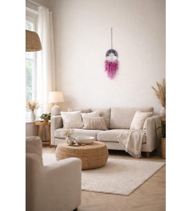 İncili Doğal Taşlı Düş Kapanı 60 cm – El Yapımı Dream Catcher Duvar Dekoru – Bohem Oda Süsü
