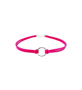 Fuşya Renk Kadın Süet Round Choker