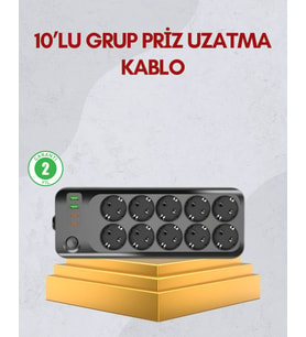 10 Prizli Uzatma Kablosu Termal Koruma Usb Type-C Hızlı Şarj 2500W