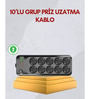 10 Prizli Uzatma Kablosu Termal Koruma Usb Type-C Hızlı Şarj 2500W