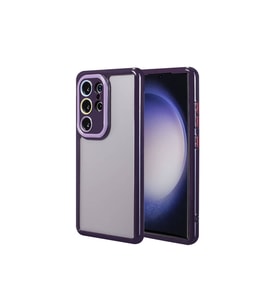 Samsung Galaxy S23 Ultra Uyumlu Kılıf Kamera Korumalı Renkli Kenar ve Çerçeve Tasarımlı Zore Vitamin Kapak (Koyu Mor)