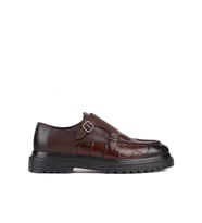 Shoetyle - Kahverengi Croco Deri Tokalı Erkek Klasik Ayakkabı 250-1616