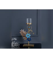 METAL BÜYÜK YAPRAK ŞAMDAN-40 CM (Gold)