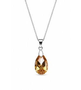 925 Ayar Swarovski Taşlı Crystal Aurum 2 Er Kadın Gümüş Kolye