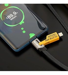 65W PD Hızlı Şarj Kablosu - Type C/USB/Lightning Destekli 100 cm Dayanıklı Örgü Yapı - Akıllı ve Güvenli Şarj Bağlantı Desteği