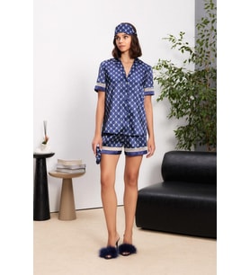 Pierre Cardin Kadın Saten Biyeli Kısa Kol Şort Pijama Takımı