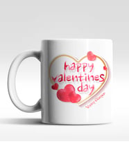 Kişiye Özel Happy Valentines Day Tasarımlı Beyaz Renk Kupa