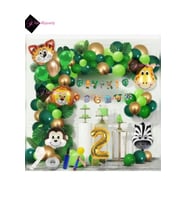2 Yaş İYİ Kİ DOĞDUN Uzar Yazı Safari Temalı Folyo Lüks Zincir Balon Seti