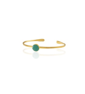 Kadir Jewellery Zirkon Taşlı Ayarlanabilir 22 Ayar Altın Kaplama Bilezik (K.Yeşil)