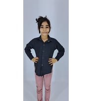 Mavi Siyah Kız Çocuk Gömlek Jeans Uzun Kol (Siyah)