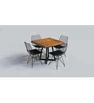 Ntconcept Loi Masif Ağaç Tel Sandalyeli Masa Takımı (120x120cm Masa + 8 Sandalye)